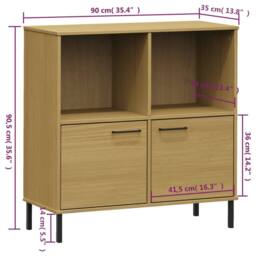 Berkfield Home Beautiful Bookcase with Metal Legs Brown 90x35x90.5 cm Solid Wood OSLO in Light Brown - thumbnail 8