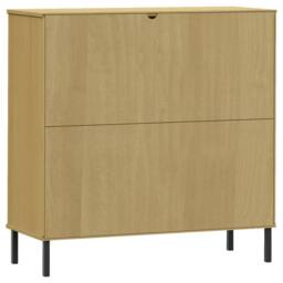 Berkfield Home Beautiful Bookcase with Metal Legs Brown 90x35x90.5 cm Solid Wood OSLO in Light Brown - thumbnail 7