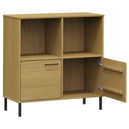 Berkfield Home Beautiful Bookcase with Metal Legs Brown 90x35x90.5 cm Solid Wood OSLO in Light Brown - thumbnail 5