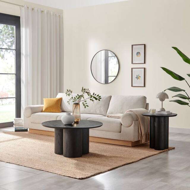 FurnitureboxUK Sutton Round Black Veneer Wood Coffee Table - image 1