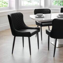 Cheshire Cromwell Premium Black Faux Leather Dining Chairs - Set of 2 - thumbnail 5
