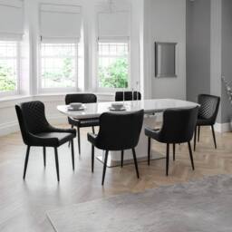 Cheshire Cromwell Premium Black Faux Leather Dining Chairs - Set of 2 - thumbnail 6