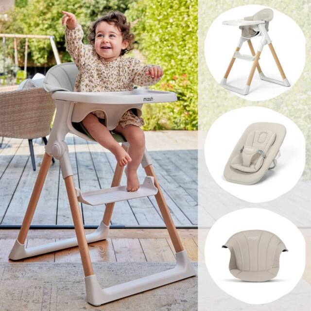 Baby Elegance Mash High Chair Bundle with Newborn Pod & Cushion White - image 1