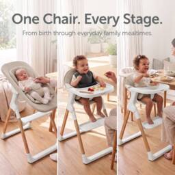 Baby Elegance Mash High Chair Bundle with Newborn Pod & Cushion White - thumbnail 2