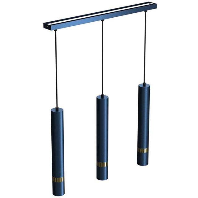 Milagro Joker Hand Made Triple Pendant Light Blue & Gold in Mid Navy - image 1