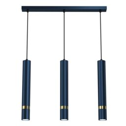 Milagro Joker Hand Made Triple Pendant Light Blue & Gold in Mid Navy - thumbnail 6