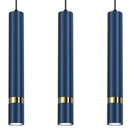 Milagro Joker Hand Made Triple Pendant Light Blue & Gold in Mid Navy - thumbnail 2