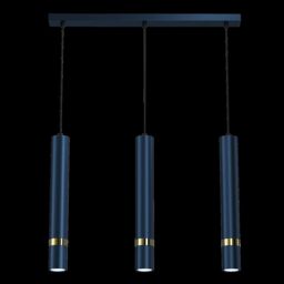 Milagro Joker Hand Made Triple Pendant Light Blue & Gold in Mid Navy - thumbnail 4