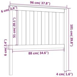 Berkfield Home Beautiful Bed Headboard Black 96x6x101 cm Solid Wood Pine - Size: 96 x 6 x 101 cm - thumbnail 6