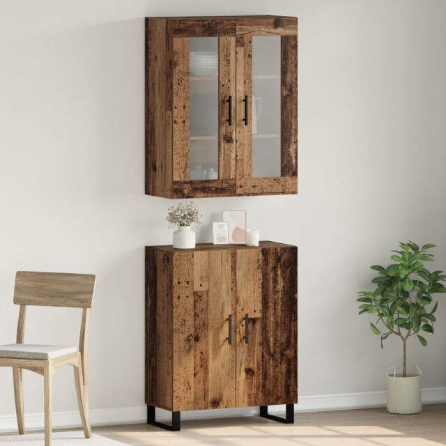Berkfield Home Highboard with Shelf Wall-mounted with Storage with Door Old wood Medium Engineered wood in Brown - image 1