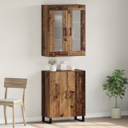 Berkfield Home Highboard with Shelf Wall-mounted with Storage with Door Old wood Medium Engineered wood in Brown - thumbnail 1