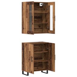 Berkfield Home Highboard with Shelf Wall-mounted with Storage with Door Old wood Medium Engineered wood in Brown - thumbnail 5