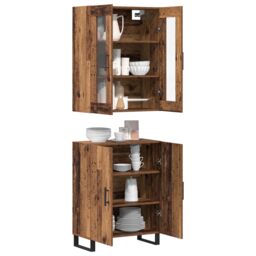 Berkfield Home Highboard with Shelf Wall-mounted with Storage with Door Old wood Medium Engineered wood in Brown - thumbnail 3