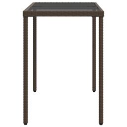 Berkfield Home Garden Table with Glass Top Brown 115x54x74 cm Poly Rattan - Size: 115 x 54 x 74 cm - thumbnail 5