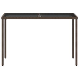 Berkfield Home Garden Table with Glass Top Brown 115x54x74 cm Poly Rattan - Size: 115 x 54 x 74 cm - thumbnail 4