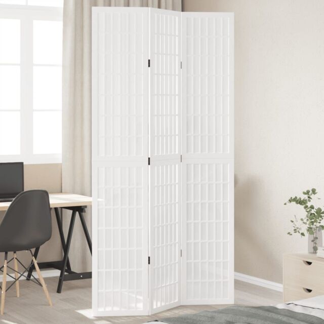 Berkfield Home Room Divider 3 Panels White Solid Wood Paulownia - image 1