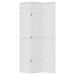 Berkfield Home Room Divider 3 Panels White Solid Wood Paulownia - thumbnail 4