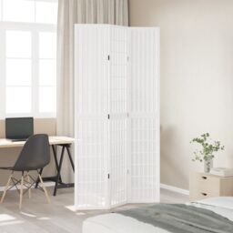 Berkfield Home Room Divider 3 Panels White Solid Wood Paulownia - thumbnail 3