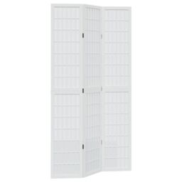 Berkfield Home Room Divider 3 Panels White Solid Wood Paulownia - thumbnail 2