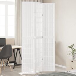 Berkfield Home Room Divider 3 Panels White Solid Wood Paulownia - thumbnail 1