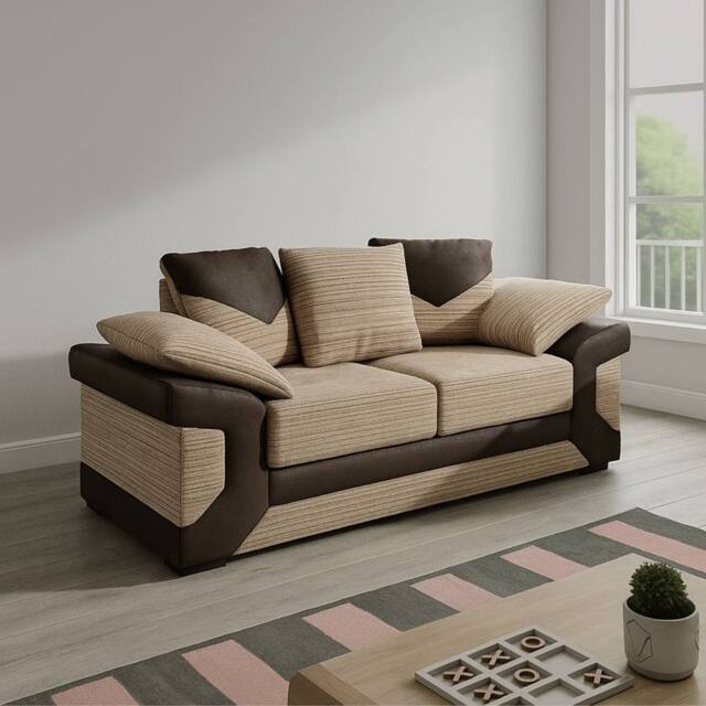 SNUG FURNITURE BIRMINGHAM LTD Dino Jumbo Cord 2 Seater Sofa Brown & Beige