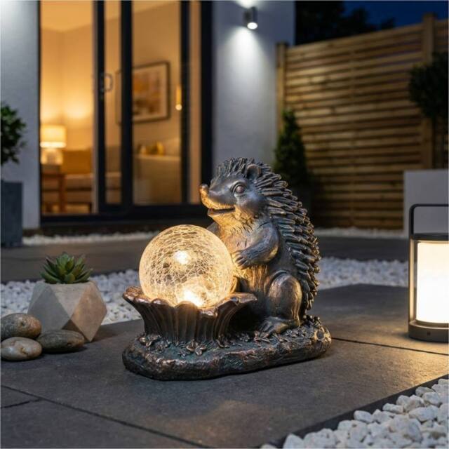 Garden Greatness Hedgehog Solar Crackle Ball Light in White - Size: 1 Pack - image 1