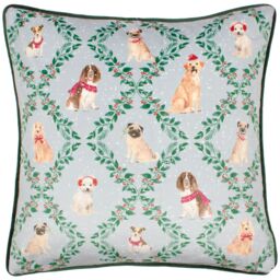 Evans Lichfield Christmas Dog Friends Festive Piped Polyester Filled Cushion - Size: 43 cm x 43 cm - thumbnail 1