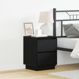 Berkfield Home Bedside Cabinet with LED Lights Black 39x34.5x50 cm - thumbnail 5