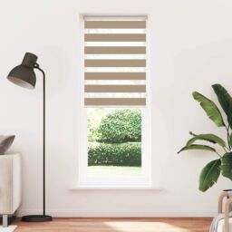 Berkfield Home Zebra Blind Sand Brown 80x230 cm Fabric Width 75.9 cm Polyester - thumbnail 2