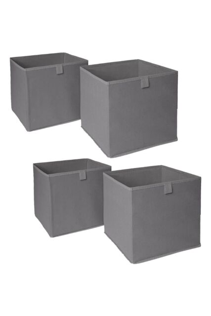 OHS Pack of 4 Plain Folding Storage Boxes in Charcoal - image 1