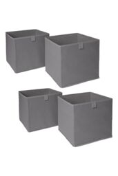 OHS Pack of 4 Plain Folding Storage Boxes in Charcoal