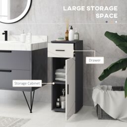 Kleankin Bathroom Cabinet Free Standing Bathroom Storage Cabinet with Doors in Grey - thumbnail 4
