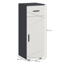 Kleankin Bathroom Cabinet Free Standing Bathroom Storage Cabinet with Doors in Grey - thumbnail 3