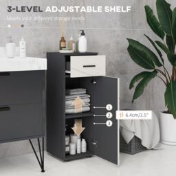 Kleankin Bathroom Cabinet Free Standing Bathroom Storage Cabinet with Doors in Grey - thumbnail 5