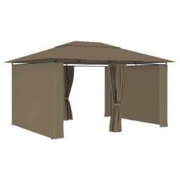 Berkfield Home Garden Marquee with Curtains 4x3 m Taupe 180 g/m ² - thumbnail 3