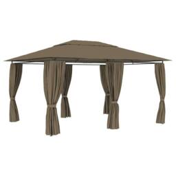 Berkfield Home Garden Marquee with Curtains 4x3 m Taupe 180 g/m ² - thumbnail 2