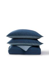 CHRISTY 'Relaxed Linen' Washed Finish Reversible Duvet Cover Set in Blue - Size: Double - thumbnail 2