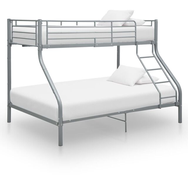 Berkfield Home Bunk Bed Frame Grey Metal 140x200 cm/90x200 cm - image 1