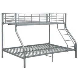 Berkfield Home Bunk Bed Frame Grey Metal 140x200 cm/90x200 cm - thumbnail 2