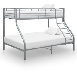 Berkfield Home Bunk Bed Frame Grey Metal 140x200 cm/90x200 cm - thumbnail 1