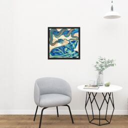 "Artery8 Wall Art Print De Morgan William Serpent Cat Painting Square Framed Picture 16X16 Inch in Black - Size: W16"" x H16""" - thumbnail 2