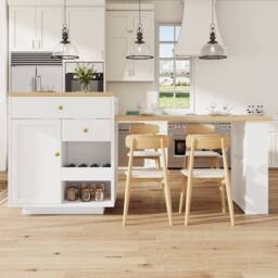BTM Extendable Bar Table Storage Wine Rack Kitchen Island White 2-6P - thumbnail 6