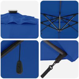 Berkfield Home Cantilever Roma Parasol with LEDs in Azure Blue ‚Äì 286 x 285 x 270 cm, Aluminium - Size: 286 x 285 x 270 cm - thumbnail 8