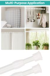 Neel Blue 2pcs White Extendable Curtain Poles - 30cm-50cm - thumbnail 6