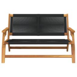 Berkfield Home Garden Bench Black 76x122x73 cm Solid Wood Acacia - Size: 76 x 122 x 73 cm - thumbnail 5