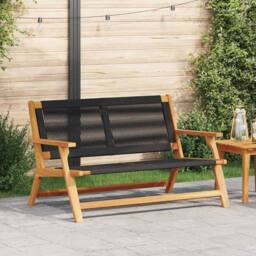 Berkfield Home Garden Bench Black 76x122x73 cm Solid Wood Acacia - Size: 76 x 122 x 73 cm - thumbnail 2