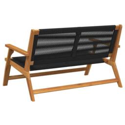 Berkfield Home Garden Bench Black 76x122x73 cm Solid Wood Acacia - Size: 76 x 122 x 73 cm - thumbnail 4
