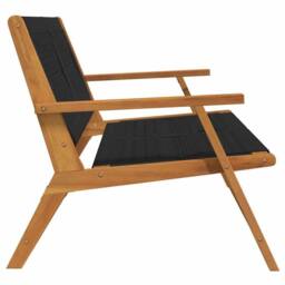 Berkfield Home Garden Bench Black 76x122x73 cm Solid Wood Acacia - Size: 76 x 122 x 73 cm - thumbnail 6