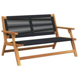 Berkfield Home Garden Bench Black 76x122x73 cm Solid Wood Acacia - Size: 76 x 122 x 73 cm