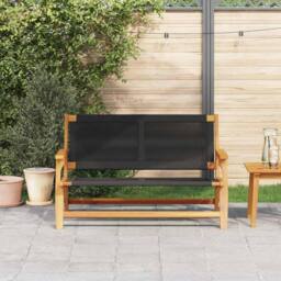 Berkfield Home Garden Bench Black 76x122x73 cm Solid Wood Acacia - Size: 76 x 122 x 73 cm - thumbnail 3
